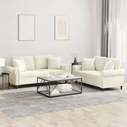 3202238 vidaXL Комплект дивани 2 части с възглавници, кремав, кадифе
