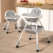 Практично детско столче за хранене 3в1 Сив