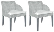325488 vidaXL Трапезни столове с възглавници 2 бр сиви естествен ратан