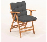 Сгъваем градински стол с възглавница, сив/дъб