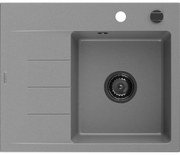 Mexen Ben гранитна мивка с 1 отделение и отцедник, дясна, 600 x 500 мм, сива,