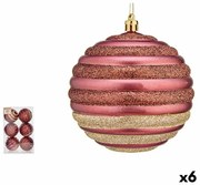 Комплект Коледни Топки Кръгове Розов Пластмаса 10 x 11 x 10 cm (6 броя)
