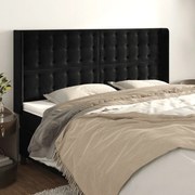 3120082 vidaXL Горна табла за легло с уши, черна, 203x16x118/128 см, кадифе