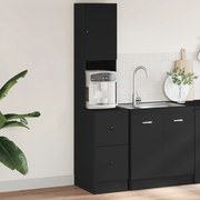 840759 vidaXL Кухненски шкаф, черен, 35x50x180 см, инженерно дърво