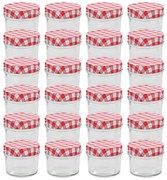 Стъклени буркани за сладко с бяло-червени капачки 24 бр 110 мл Lee