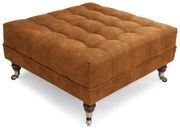 Табуретка за крака Chesterfield в цвят винтидж коняк, 70х70х32 см