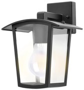 RABALUX 7127 Taverna, външна стенна лампа, E27 1xMAX 15W, матово черно, прозрачен пластмасов абажур, IP44, 17x23x17cm - 7127