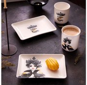 Комплект за хранене, 4 бр., черно/бяло, порцелан