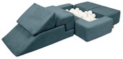 Тюркоазено велурено игрище от пяна 100x35x40 cm Montessori – Meowbaby