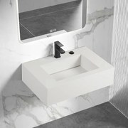 Мивка за баня 12049-70, Inter Ceramic, стенен монтаж, кварц, бял мат, 70х46х18см