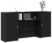 3324215 vidaXL Приемно бюро, черно и дъб, 200x50x103,5 см, инженерно дърво