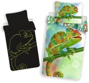 Зелено единично памучно детско спално бельо със светещ ефект 140x200 cm Chameleon – Jerry Fabrics