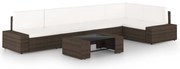 3067154 vidaXL Градински комплект с възглавници, 6 части, кафяв полиратан