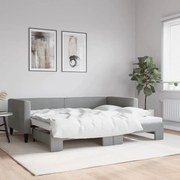 3196578 vidaXL Канапе с изтеглящо разтегателно легло светлосиво 90x200 см плат