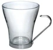 Cok - Стъклена чаша за капучино / топли напитки с метална дръжка-230мл - 3бр (158-K1001)BOMBON