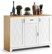 Скрин ПРОВЕНЗА KD3SZ1 Каменен дъб/Бял мат - СТОЯЩ ШКАФ С ЧЕКМЕДЖЕ РЕТРО