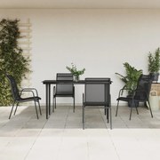 3200684 vidaXL Градински трапезен комплект 5 части черен стомана и текстилен