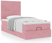 3313372 vidaXL Османска легло с матраци, розово, 90x190 см, кадифе