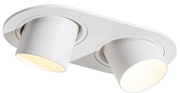 Кръгъл вграден прожектор бял GU10 35mm накланящ се 2-светлинен - Installa