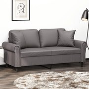 3200932 vidaXL 2-местен диван с декоративни възглавници сив 140 см