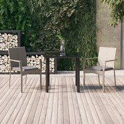 3185137 vidaXL Градински трапезен комплект 3 части с възглавници сив полиратан