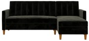 Черен разтегателен диван с кадифена повърхност и място за съхранение Celine - Støraa