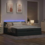 3312402 vidaXL Османска легло с матрак и LED, светлосиво, 160x200 см, плат