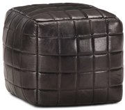 248137 vidaXL Пуф, черен, 40x40x40 см, естествена козя кожа