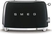 Тостер за хляб SMEG 50's Style TSF01BLEU, 950W, 2 филии, 6 нива, Тавичка за трохи, Вграден кабел, Неръждаема стомана, Черен