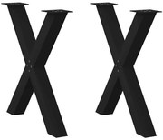 4012980 vidaXL Крака за трапезна маса, X-образни, 2 бр., черни, 80 x (72-73) см, стомана