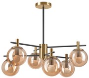 Висящ полилей LILOU 6xE14/5W/230V златист/черен/опушен бежов