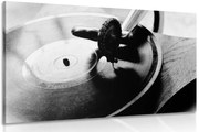 Картина на платно – Античен грамофон в черно-бяло