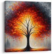 Картина на платно – Огнено дърво на живота в мъгла
