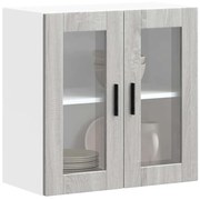 854153 vidaXL Кухненски стенен шкаф със стъклена врата Porto сив сонома