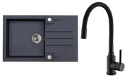 ALVEUS SETA23201 - Кухненска мивка ROCK+смесител за мивка MINTAS 34 cm гранит/черен