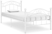 324989 vidaXL Рамка за легло, бяла, метал, 90x200 см