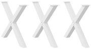 4012997 vidaXL Крака за трапезна маса, X-образни, 3 бр., бели, 90 x (72-73) см, стомана