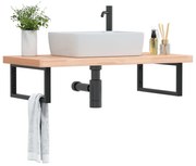 3302437 vidaXL Стенен рафт за мивка, стомана и масивно дърво бук