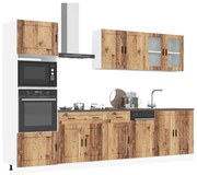 3314759 vidaXL Комплект кухненски шкафове, 7 части, "Porto", старо дърво, инженерно дърво