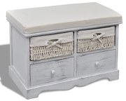 240790 vidaXL Пейка за съхранение, бяла, 62x33x42 см, дърво от пауловния