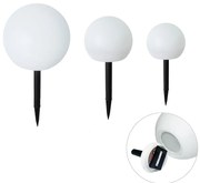 Комплект от 3 бели външни подови лампи с LED слънчеви IP44 - Ludger