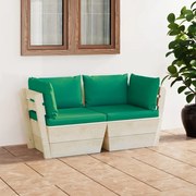 3063389 vidaXL Градински 2-местен палетен диван възглавници импрегниран смърч