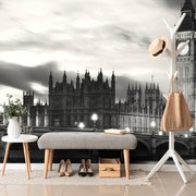 Фототапет – Нощен черно-бял Биг Бен в Лондон