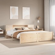 3322445 vidaXL Легло с етажерка за книги, без матрак, 200x200 см, бор масив
