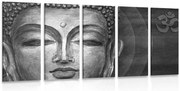 картини от 5 части – Лице на Буда в черно-бяло