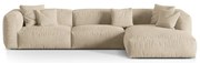 Бежов кадифен модулен ъглов диван (десен ъгъл) Martina – Micadoni