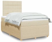 3294328 vidaXL Боксспринг легло с матрак, кремаво, 120x200 см, плат