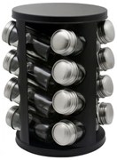 Бурканчета за подправки на стойка ZEPHYR ZP 1217 CR16, 16 бр. бурканчета, 4 нива, Въртяща се основа, Черен