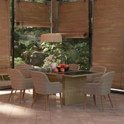 3059483 vidaXL Градински трапезен комплект, 7 части, кафяв полиратан