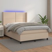3139324 vidaXL Боксспринг легло с матрак LED капучино 140x190 см